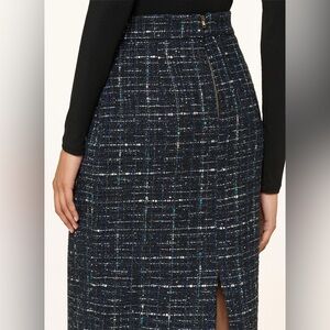 JJill tweed pencil skirt in shades of blue and green wool blend material Sz 10P